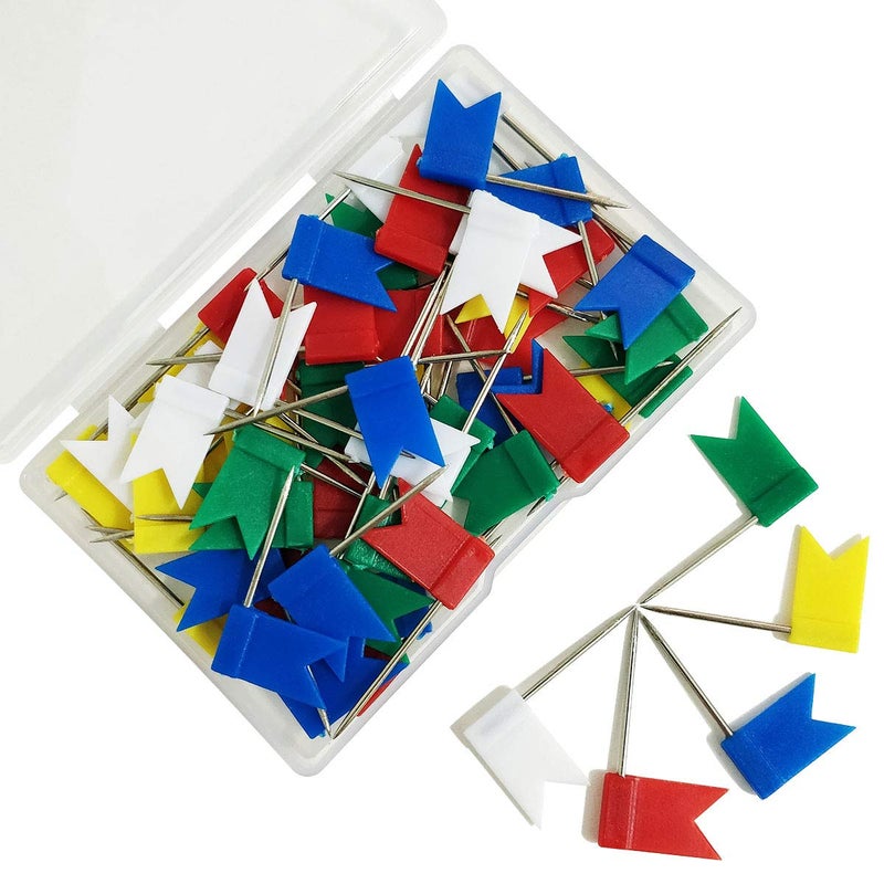 TTSAM 60 Pieces Multi-Color Flag Travel Map Push Pins (5 Colors) - Image 1